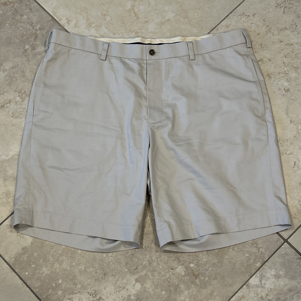 Brooks Brothers Advantage Chino Short Mens 40x9 Khaki Stretch Flat‎ Front Preppy